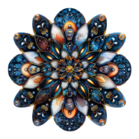 Mandala fractal design element with flower pattern isolated on transparent background png