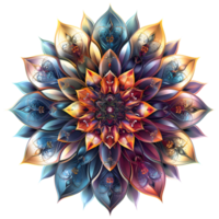 Mandala fractal design element with flower pattern isolated on transparent background png