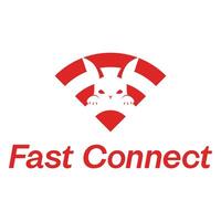 fast connect rabbit minimalist logo design vector