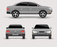 Car front and back side view car set isolated vector