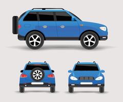 Car front and back side view car set isolated vector