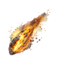 A blazing oval shaped meteor isolated against a transparent backdrop creates a striking contrast png