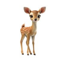 A charming small 3D deer isolated on a transparent backdrop png