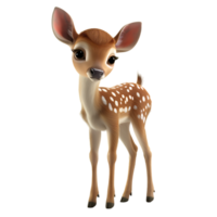 A charming small 3D deer isolated on a transparent backdrop png