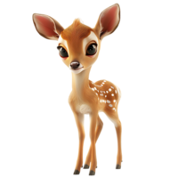 A charming small 3D deer isolated on a transparent backdrop png