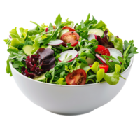 A garden salad served in a bowl isolated against a transparent background for crisp presentation png