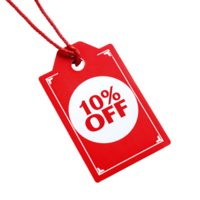 A distinctive red label contrasts with a white label proudly displaying 10 OFF in isolation png