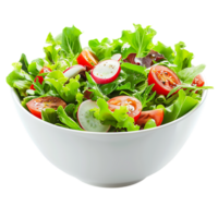 A garden salad served in a bowl isolated against a transparent background for crisp presentation png