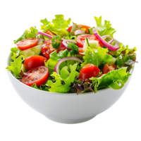 A garden salad served in a bowl isolated against a transparent background for crisp presentation png