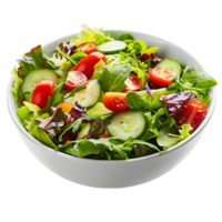 A garden salad served in a bowl isolated against a transparent background for crisp presentation png