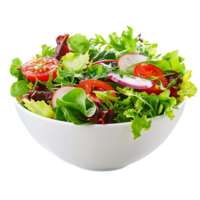 A garden salad served in a bowl isolated against a transparent background for crisp presentation png