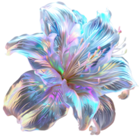 A picture displaying a shimmering blossom showcasing its iridescent petals png