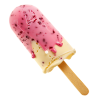 A chilly strawberry stick cone ice cream stands alone, isolated from its surroundings png