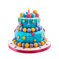 An adorable fondant birthday cake beautifully decorated png