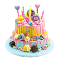 An adorable fondant birthday cake beautifully decorated png