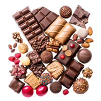 Assortment of chocolate candies sweets png