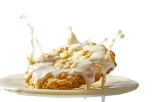 An image showing a biscuit with a milk splash isolated available in high resolution png