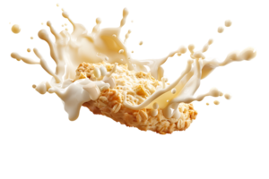 An image showing a biscuit with a milk splash isolated available in high resolution png