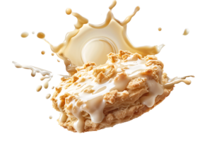 An image showing a biscuit with a milk splash isolated available in high resolution png