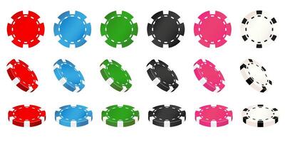 Tokens or chips for gambling. Multicolored chips in different positions. Illustration EPS10. vector