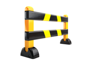 a yellow and black traffic barricade isolated against a transparent background png