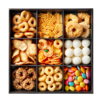 Different Kind of Cookies in a Box on Transparent Background png