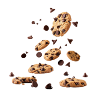 Chocolate Cookies in Air on Transparent Background png