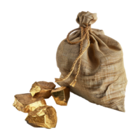 Gold Bag with Raw Stones on Transparent Background png