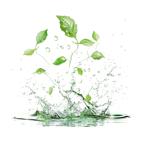 Leaves Splash with Water on Transparent Background png
