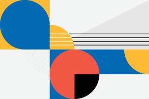 Modern abstract design with a bold mix of blue yellow and red circles and contrasting lines perfect for captivating visuals vector
