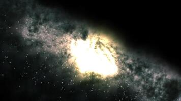 Bright galaxy consisting of nebulae and star clusters. The central part of the galaxy with a bright center of colossal energy video