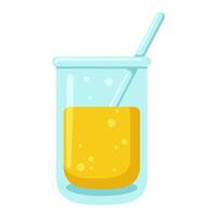 Laboratory beaker, test tube or flask. Science and medicine. Cartoon flat illustration vector