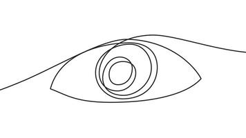 Eye. Animated self drawing of continuous black line art on white background. video