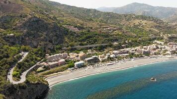 Sant'Alessio Siculo In Sicily Cliff Near The Ocean Aerial View video
