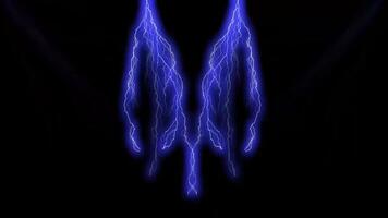 Lightning Thunder over solid black background. blue white Strike of Electric Thunderstorm Overlay. Editable Graphic for Dramatic footage Storms and Bad Weather video