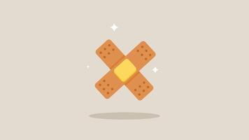 crossed medical bandage animation, simple funny plaster explanation suitable for health video