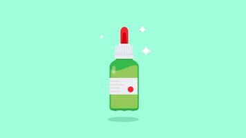 glass medicine container animation with liquid medicine, simple funny motion graphic explanation good for health, 4k animation video