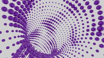 Wide tube like bending scifi tunnel, seamless loop. Design. Purple corridor with moving dots on a white background. video