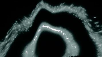 Slow motion of volumetric grey arcuate shapes. Motion. Vertical blurred glowing stripes and ink stains. video