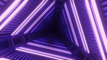 Purple background.Design. A bright corridor in abstraction that rotates clockwise and in which bright flickering white lines are visible. video