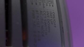 Close up of electronic device with designation of symbols. Action. Concept of technological progress. video