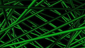 Chaotic 3d lines move on black background. Motion. Beautiful 3d lines in intricate design. Construction of intricate pipes or 3D lines video