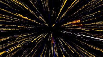 Abstract black hole absorbing light in outer space, 3D cosmic background. Motion. Beautiful flying rays of light. video