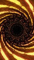 Fly through mirror tunnel with technological pattern. Design. 3D corridor with glowing lights. video
