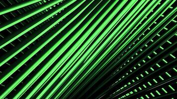 Green and orange lines.Motion. Animation in which bright lines move in 3D format video