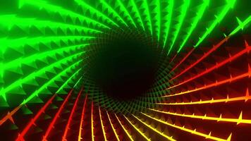 Green background.Design.A bright tunnel in abstraction moves forward in circles rotating. video