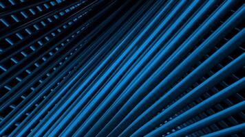 Abstract high tech pattern with blue endless round shaped long stripes. Motion. Bended texture of straight crossed pipes, seamless loop. video