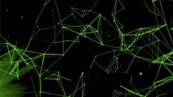 Flying silhouettes of connected triangles flying chaotically. Motion. Plexus abstract colorful background. video