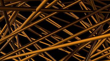 Golden lines in 3D Motion. Black footage on a golden-hued building in the animation moves and is shown from different angles. video
