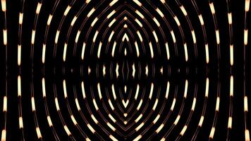 Bended rows of stripes isolated on a black background. Design. Abstract golden segments flowing along the oval silhouette trajectory. video